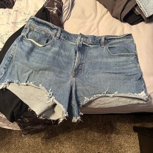 Abercrombie & Fitch Blue Jean Shorts with Frayed Hem